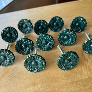 12 Vintage Green Ornate Floral Drawer Pull Knobs Japan 250